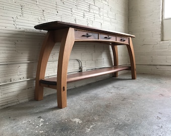 Walnut and white oak console