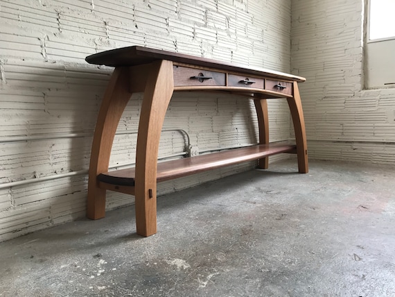 Walnut and white console table deals