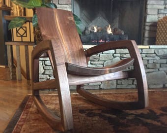 Cascade rocking chair in walnut and white oak.