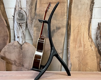 Black Sculptural Guitar Stand