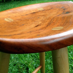 Relief stool made from locally harvested wild black cherry. image 3