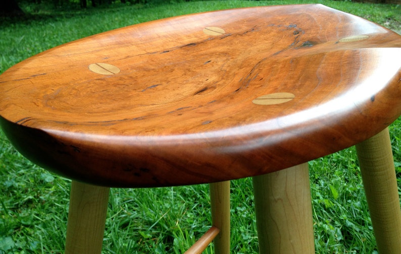 Relief stool made from locally harvested wild black cherry. image 3