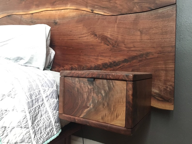 Platform Bed Walnut Back Rests Wild Walnut Platform Bed With Floating Night Stands - Etsy