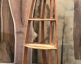 Sculpted corner shelf in cherry and spalted maple