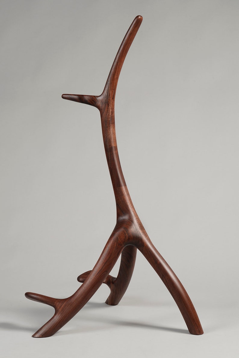 Walnut sculptural guitar stand image 9