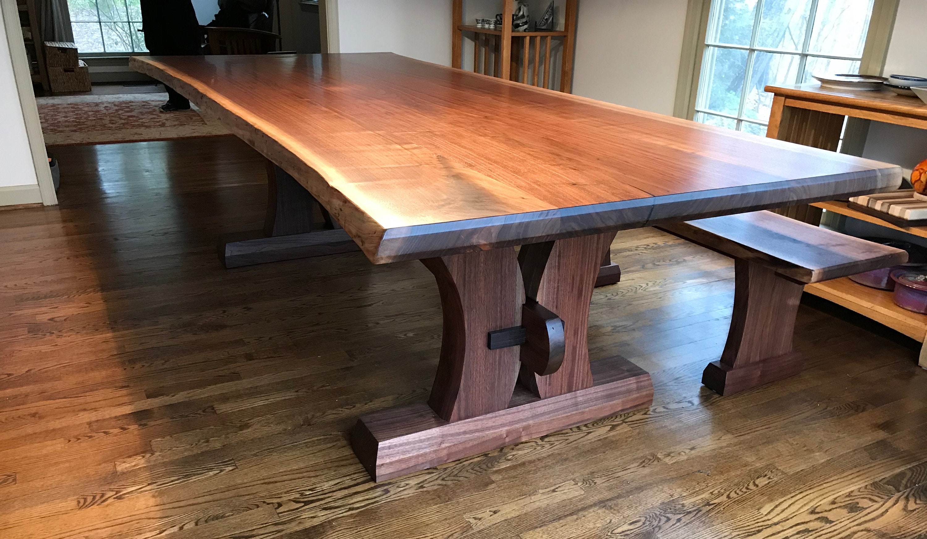Walnut Live Edge Trestle Table and Bench Etsy UK