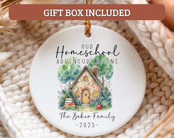 Homeschool Ornament Gift for Family Custom Year, Personalized Homeschool Ornament Gift for Homeschoolers