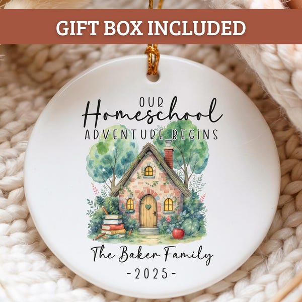 Homeschool Ornament Gift for Family Custom Year, Personalized Homeschool Ornament Gift for Homeschoolers