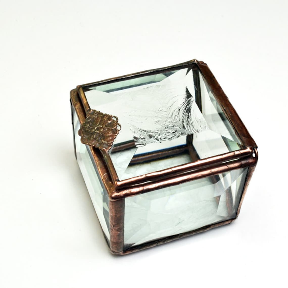 Stained Glass Box Hinged Lid Beveled Glass Treasure Box Etsy