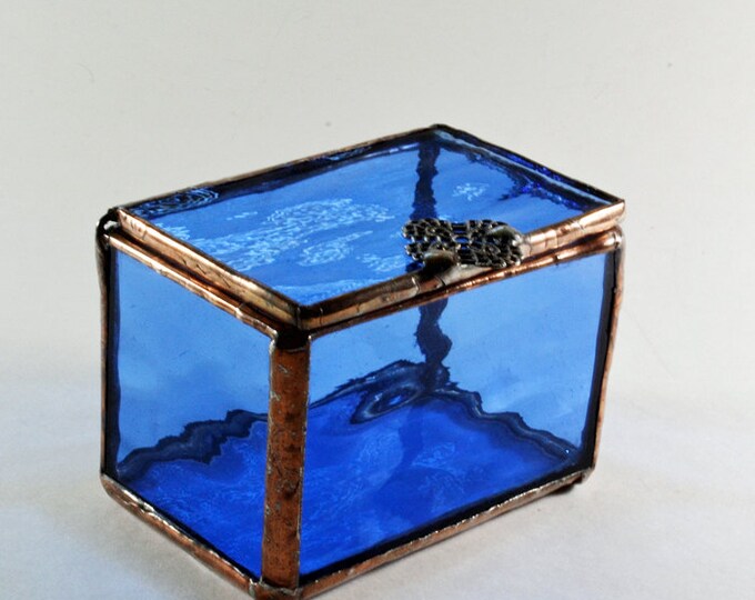 Stained Glass Lidded Box Blue Etsy