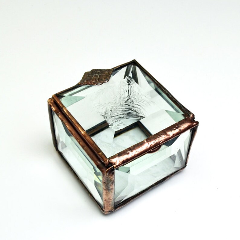 Stained Glass Box Hinged Lid Beveled Glass Treasure Box Etsy