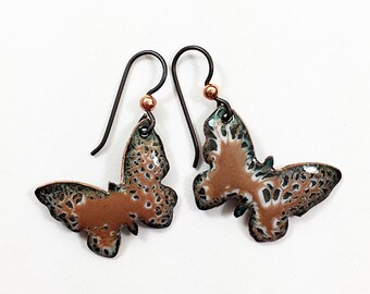 Enameled Butterfly Earrings Niobium Ear Wires
