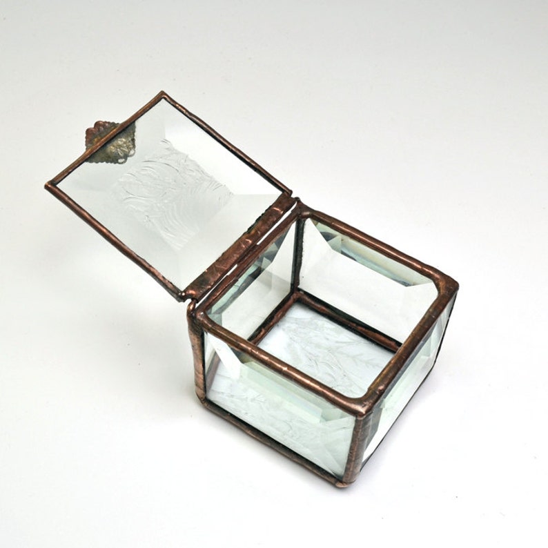 Stained Glass Box Hinged Lid Beveled Glass Treasure Box Etsy