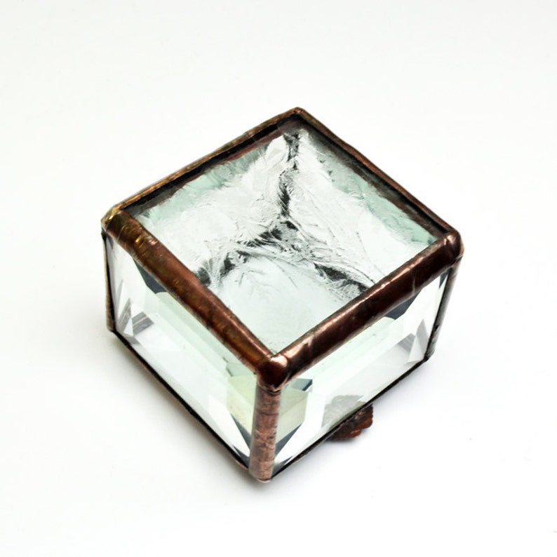 Stained Glass Box Hinged Lid Beveled Glass Treasure Box Etsy