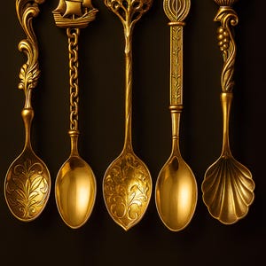 Vintage Golden Stainless Steel Coffee Spoons - Retro Tea Dessert Set