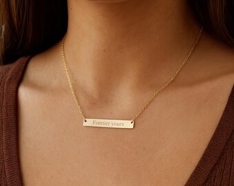 Personalized Bar Necklace – Engraved Stainless Steel, Minimalist Jewelry
