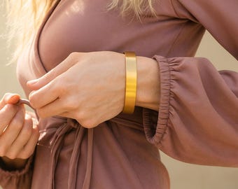 Engraved Cuff Bracelet, Personalized Stainless Steel Bangle