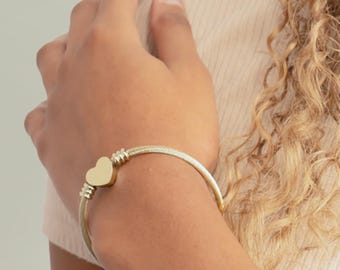 Engraved Heart Cuff Bracelet, Personalized Heart Engraving Jewelry