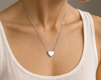 Engraved Heart Necklace, Personalized Stainless Steel Pendant