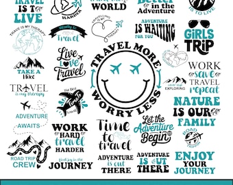Travel SVG Bundle: Adventure Quotes, Vacation Clipart (Digital Download)