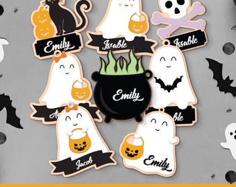 Halloween Basket Tag SVG Bundle: Personalized Boo Basket, Glowforge Laser File (Digital Download)