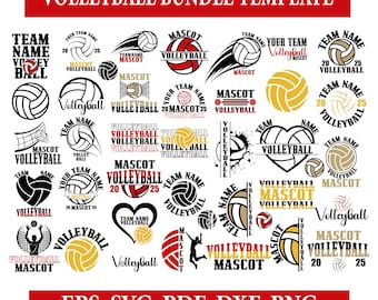 Volleybalteam SVG-bundel, bewerkbare mascotte gesneden bestanden (digitale download)