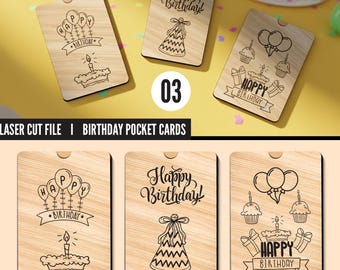 3D Sliding gift card holder, Cute gift card box laser cut, Wooden gift card case with a slider, Gift card keeper, Happy Birthday SVG