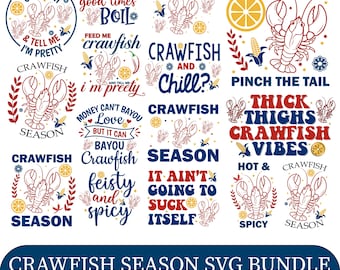 Crawfish Season SVG PNG Bundle, Trendy Crawfish Shirt svg, Kids Crawfish PNG, Crawfish Boil svg, Cajun Seafood svg, Crawfish Party