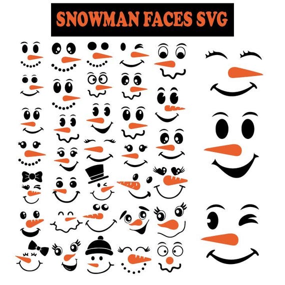 Snowman Faces SVG Bundle: 30+ Christmas Cut Files (Digital Download