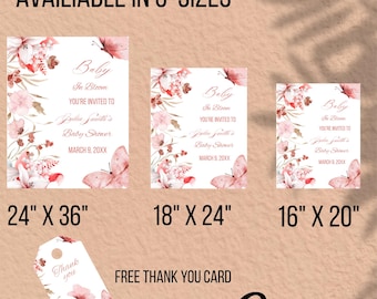 Letrero de bienvenida "Bebé en Flor", Baby Shower Floral (Descarga Digital)