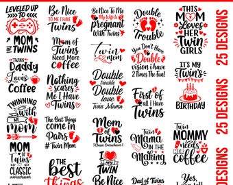 Family svg bundle, Mom of twins svg, Twin mom life svg, Silhouette cut files, Svg for cricut, Digital Download