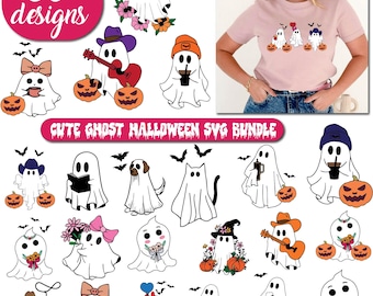 Cute Ghost Halloween svg, Retro Ghost Floral Halloween, Dog Ghost Reading Spooky Season, Halloween(digital download)