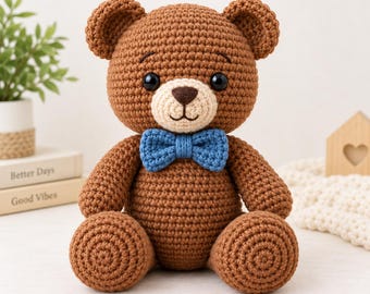 Crochet Teddy Bear Pattern PDF, Amigurumi Bear Tutorial, Cute Stuffed Animal, Beginner Crochet, Handmade Baby Shower Gift