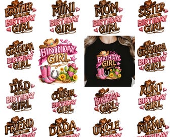 Birthday Family Cowgirl Png, Western Birthday Png, Birthday Family Girl Png, First Rodeo Birthday Png, 1st Birthday Png, Cowgirl Png