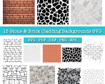 Stone & Brick Cladding Backgrounds SVG, Brick Wall Svg, Brick Wall Png, Brick Wall Cricut,