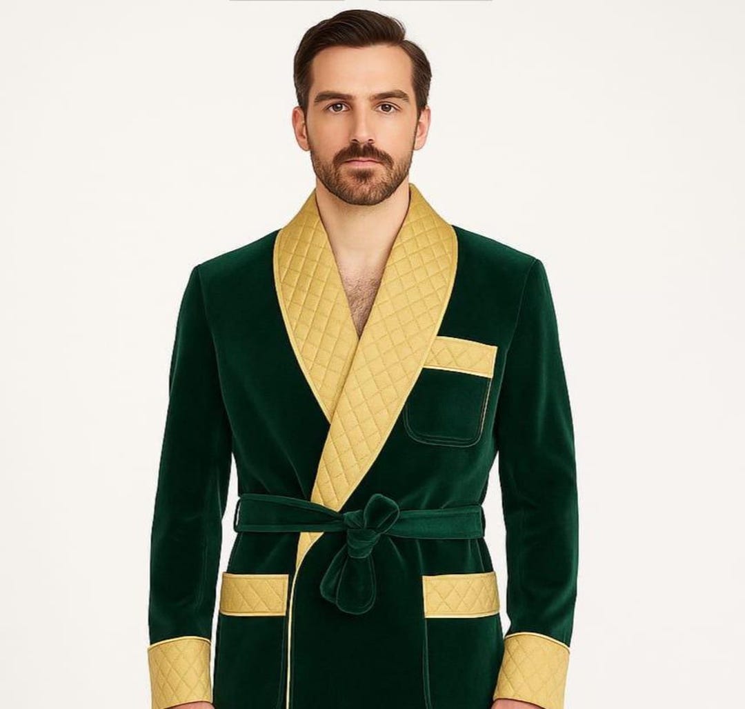 Emerald Jacket Classic Men's Emerald Green and Golden Velvet Smoking Jackets ...