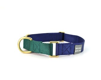 martingale collar / navy + forest