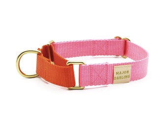 martingale collar / pink + orange