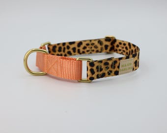 martingale collar / leopard + peach