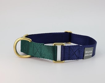 martingale collar / navy + forest
