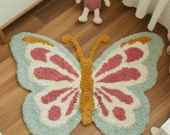 Rosa Schmetterling Teppich, getuftete Acryl-Badematte, Schlafzimmer Akzent Teppich 100x150