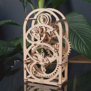 File SVG dell&#39;orologio con timer tagliato al laser: puzzle meccanico in legno 3D (download digitale)