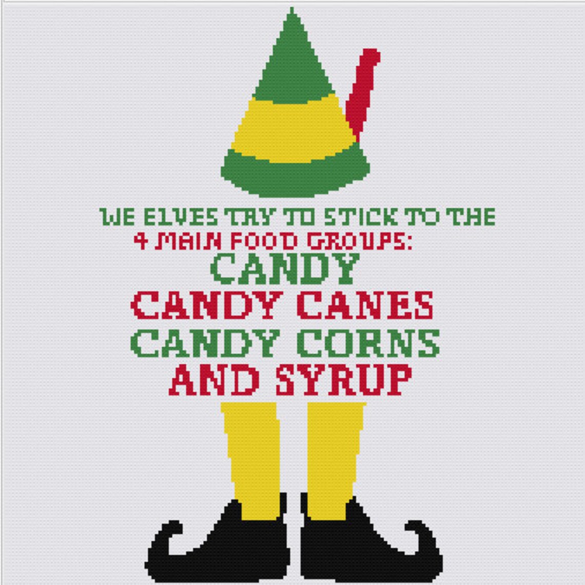 Buddy the Elf 4 Food Groups Inspired 12x12 Cross Stitch | Etsy