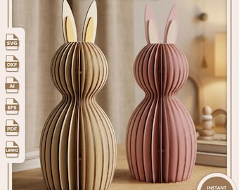Parametrischer Hase SVG | Laser-Schnitt-Kaninchen-Datei | Skandinavisches Osterdekor