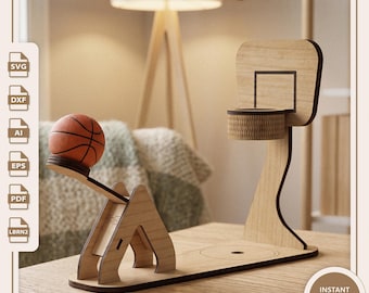 Tabletop Basketball Spiel SVG | Laser-Schnitt-Datei | Familien Spaß Schreibtisch Spiel | DXF LBRN2 PDF