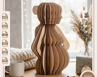 Schwangere Frau Skulptur SVG | Baby-Dusche-Geschenk | Parametrische Laserschnittdatei | Skandinavische Holzdekoration