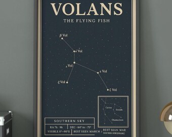 Volans The Flying Fish Poster | Planets Wall Art | Astronomy Print | Gift For Space Lovers