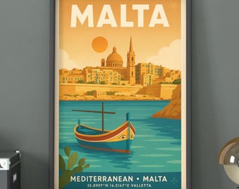 マルタ旅行ポスター：地中海のヴィンテージアートプリント