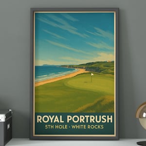 Royal Portrush 5th Hole Poster - Vintage Golf Course Art - Golf Poster - Premium Print - Golf Print - Golf Wall Art - Irish Golf Wall Art