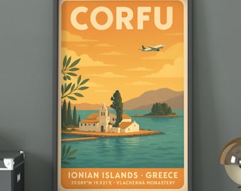 コルフ島ギリシャ旅行ポスター：ヴィンテージの旅行先アートプリント